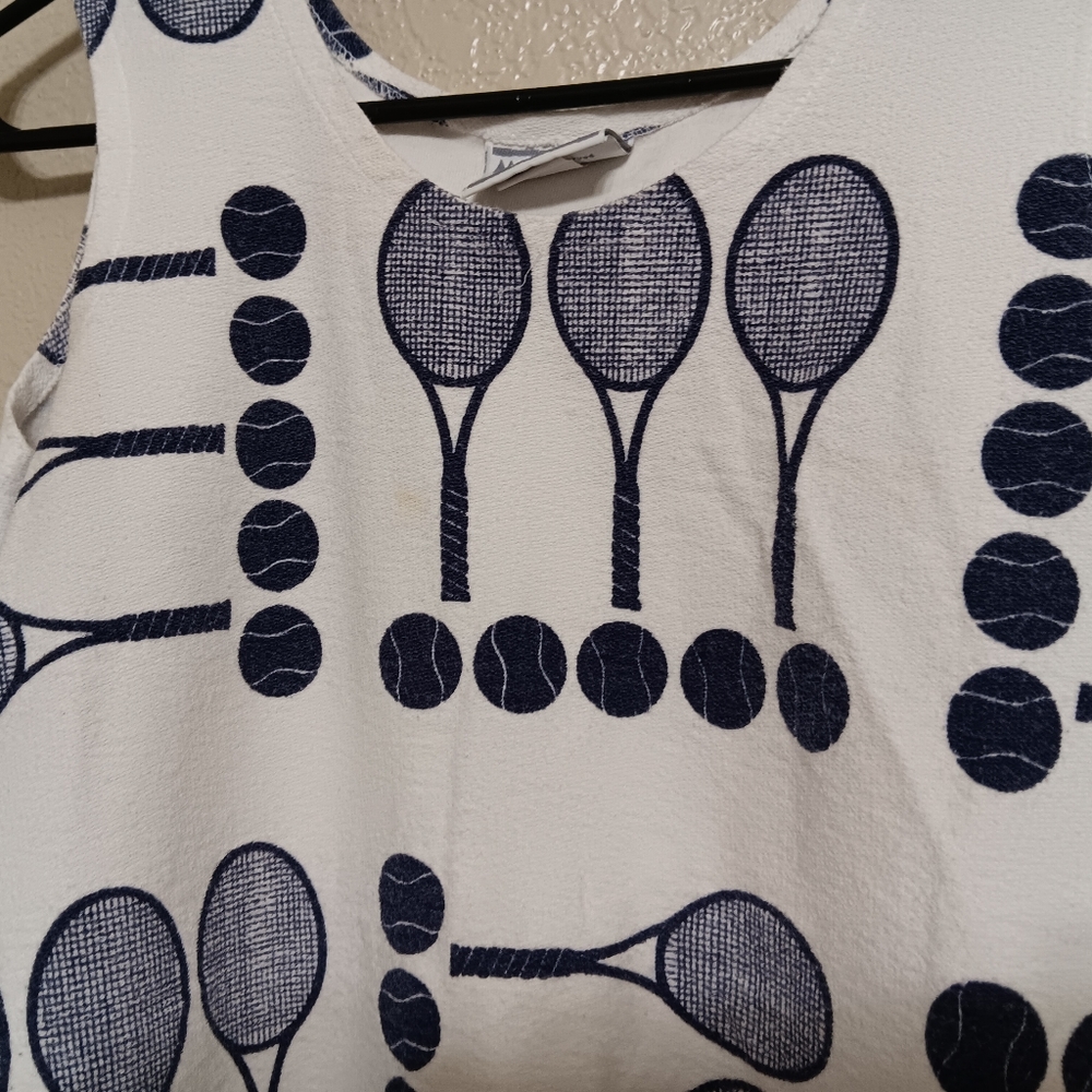 Navy and White Tennis Print Dress - Picture 4 of 6